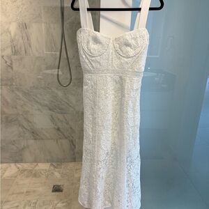 Self Portrait Corded Lace Midi Dress White